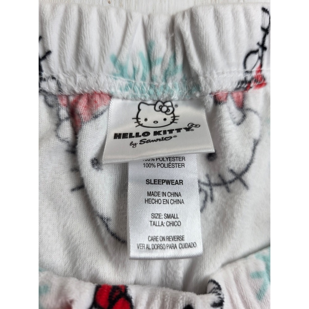 Hello Kitty Sanrio Christmas Pajama Pants Fleece Joggers White Small Y2K Holiday - Picture 2 of 5